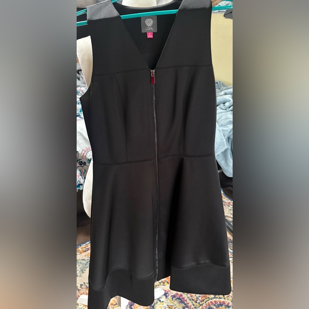 Vince Camuto Black Sleeveless Zip-Front Mini Dress